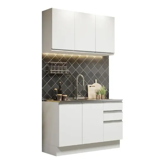 Cocina Integral Madesa Glamy Con Mesón De Acero 120 Cm