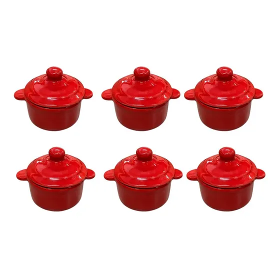 Caçarola Panelinha Mini C/ Tampa Cerâmica Buffet Kit 6 Un