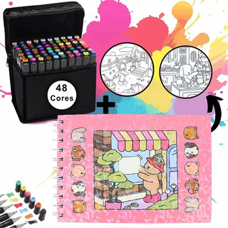 Conjunto De 48 Canetas Profissionais Touch Color E Livro Ros Conjunto De 48 Canetas Profissionais Touch Color E Livro Ros