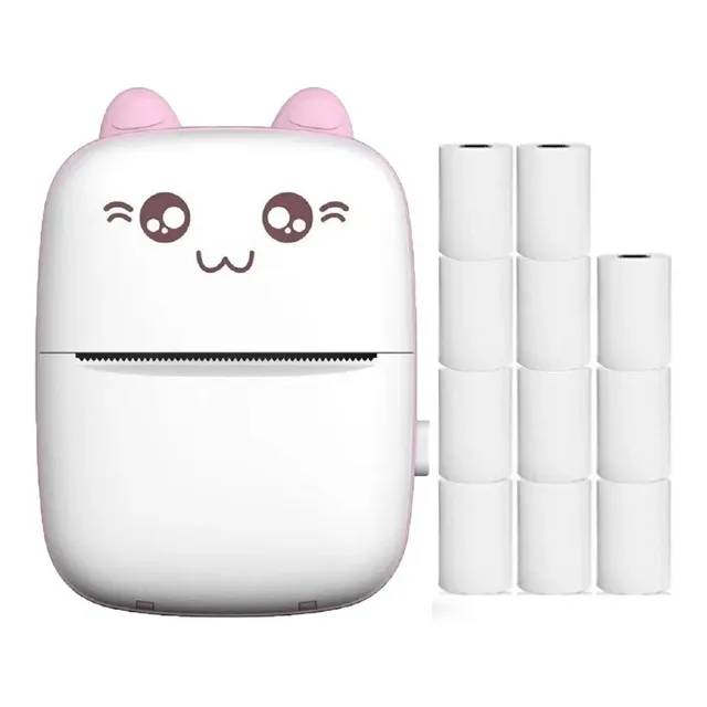 Mini Impresora Térmica Gatita Bluetooth 200 Dpi 11 Rollos