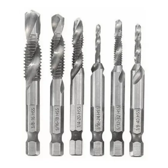 Broca Machuelo Estándar Roscador 1/8 - 3/8 PuLG Kit 6 Pzs