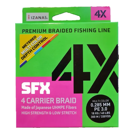 Linha Multifilamento Rapala Sufix Sfx 4x 0.285mm 40lbs 18kg 300m Multicolor Pe 3.0