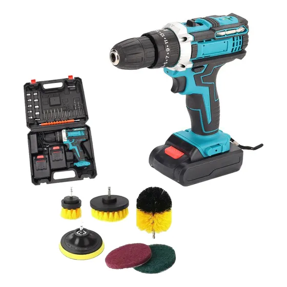 Taladro Inalámbrico Accesorios 18v + 6 Cepillos Tapiz