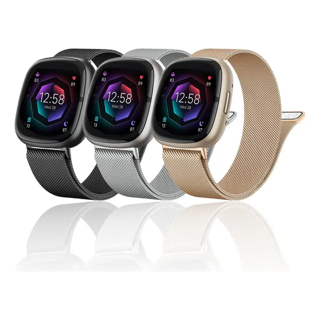 M 3 Correas De Milanesa For Fitbit Versa 4 / Versa 3 / Sense