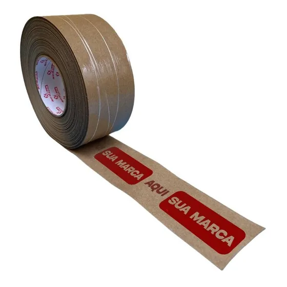 5 Fitas Gomada Personalizada Sua Logo 70mm C/ Reforço