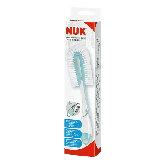 Cepillo Limpia Mamadera Nuk Twist + Cepillo Para Tetinas Color Verde Agua