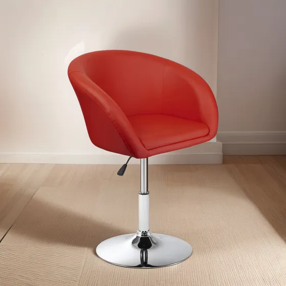 Silla Taburete Butaca En Cuero Lumax Modelo Stella - Rojo