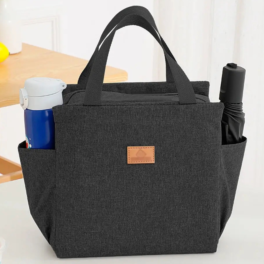 Bolsa Para Marmita Zíper Meimi Amores Preto Nylon Semi Impermeável
