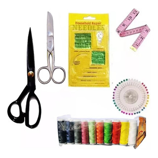 Kit De Costura Tijeras Sastre + Costura Hilos Agujas Kaos Kit De Costura Tijeras Sastre + Costura Hilos Agujas Kaos