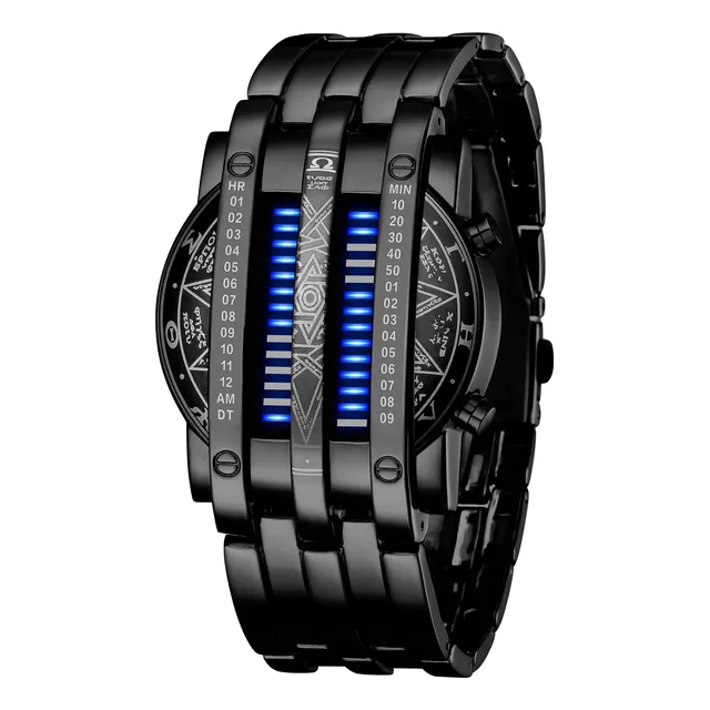 Matriz Binaria Azul Led Relojes Digitales Hombres H2zpg