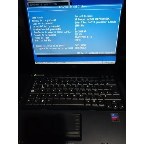 Laptop Hp Compaq Nx 6120 Con Procesador Pentium M 512 De Mem