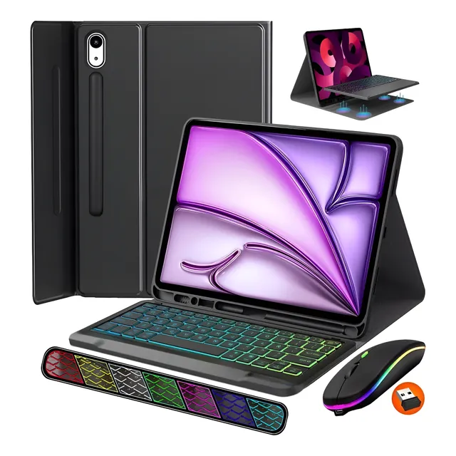 Funda+teclado Iluminado+ratón Para Galaxy Tab S9 Fe 10.9 Ñ
