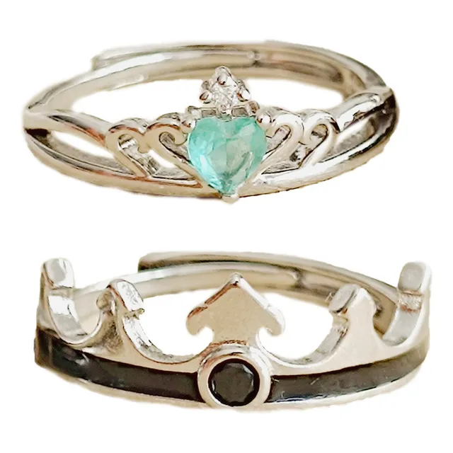 Anillos Parejas Ajustable Corona Negro Enchapado