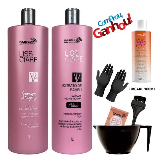 Kit Paiolla Liss Care - Progressiva Bambu 2x1 Litro + Bbcare