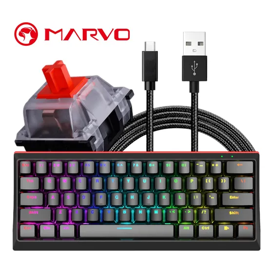 Teclado Rgb Gaming Mecánico 60% Kg962 Tipo C Marvo
