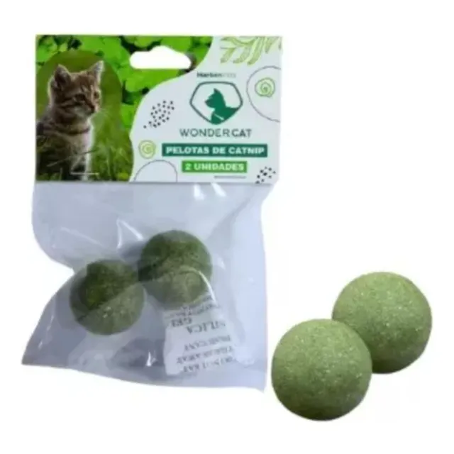 Pack X2 Bolas De Catnip Prensado Juguete De Gato Color Verde Musgo