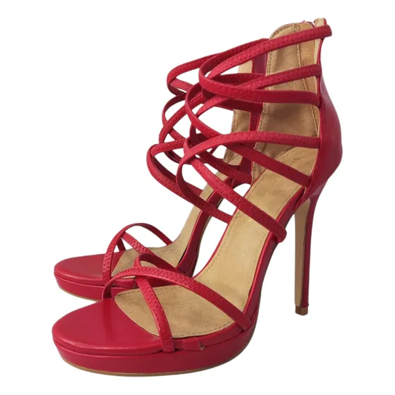Sandalias De Tacón Rojo