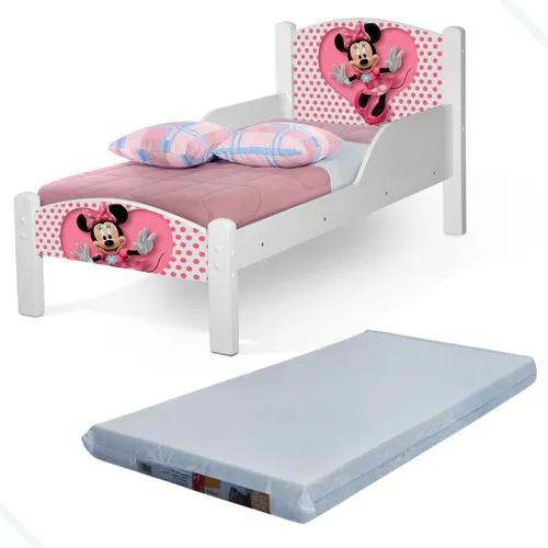 Lucare princesas simple mini cama infantil personagens minnie com colchão cor branco