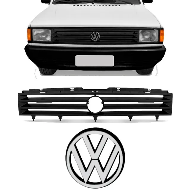 Grade Frontal Gol Saveiro 87 88 89 90 Preta Com Emblema