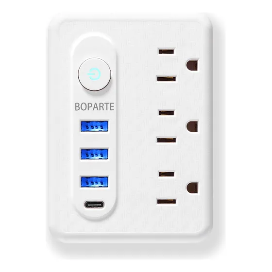 Adaptador De Pared Multicontactos, 3 Tomas, 3 Usb, 1 Tipo C