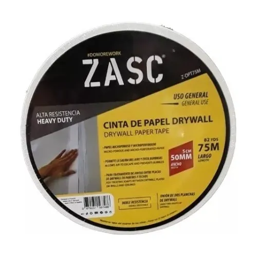 Cinta Papel Adhesiva Para Uniones Drywall 50mm X 75mts Zasc