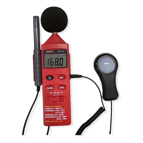 Decibelimetro Higrômetro Termômetro Luximetro 4 Em1 Thdl-400 Bateria De 9v