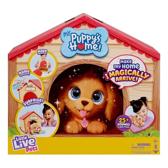 Little Live Pets Interactivo Cachorro Puppy Con Casita Moose Color Amarillo/marron