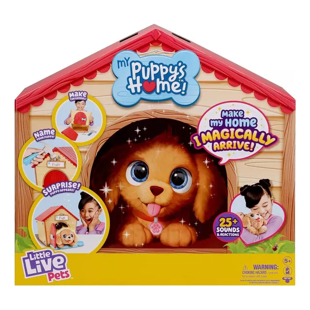 Little Live Pets Interactivo Cachorro Puppy Con Casita Moose Color Amarillo/marron