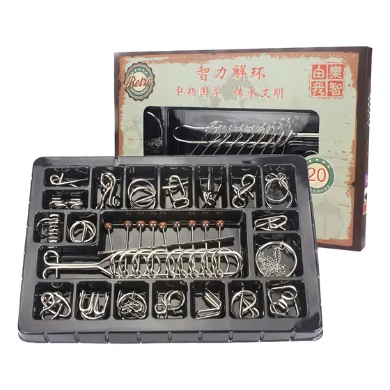 Kit 20 Quebra Cabeça De Metal Enigma Puzzle