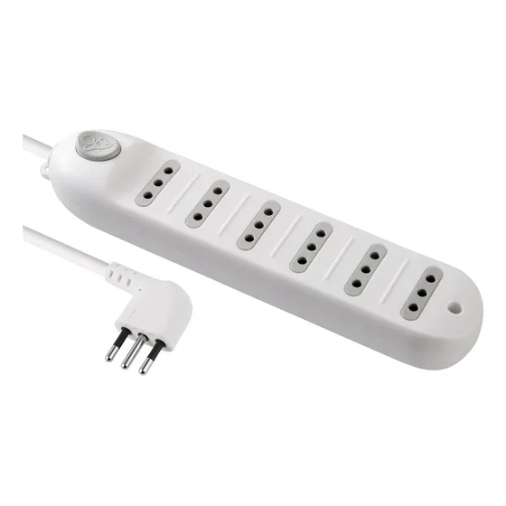 Alargador Zapatilla Multiple 6 Tomas 5 Mts Con Switch Blanco