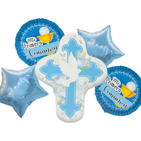 Set 5 Globos Primera Comunión Niño Decoración Fiesta Niño