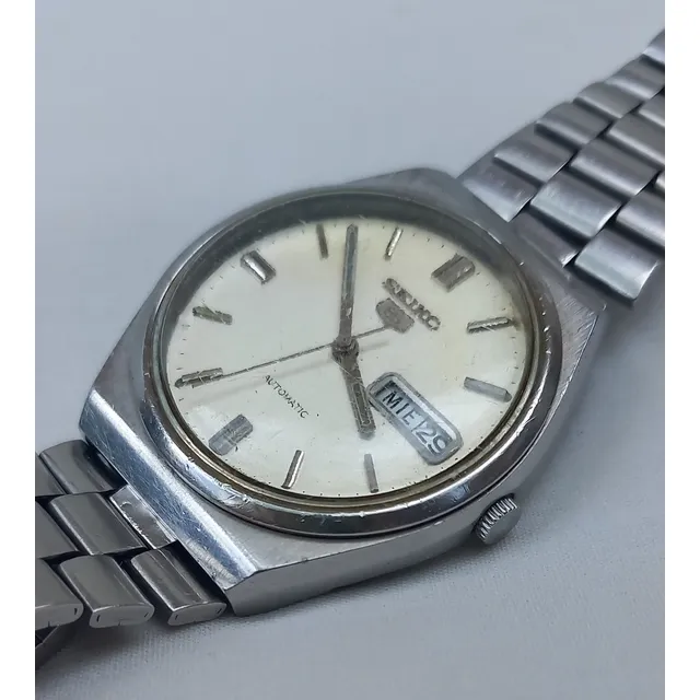 Seiko 5 Automatico 6309-8930 Vintage 1984 Plateado Plateado Blanco