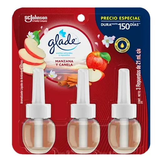 Set De 3 Repuestos Ambientador Eléctrico Manzana Y Canela