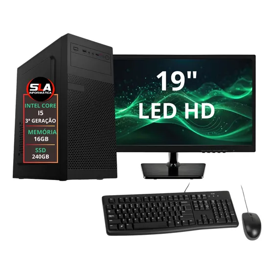 Pc Computador Cpu Intel Core I5 3a 16gb 240 Ssd + Monitor 19