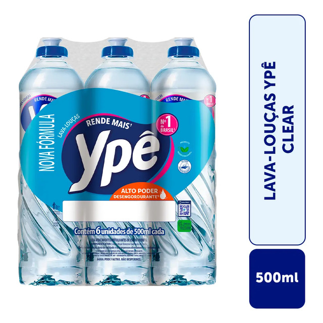Detergente Ypê Clear 500ml Com 6 Unidades Detergente Ypê Clear 500ml Com 6 Unidades