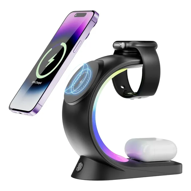 Base De Carga Inalámbrica 3 En 1 iPhone AirPods Apple Watch