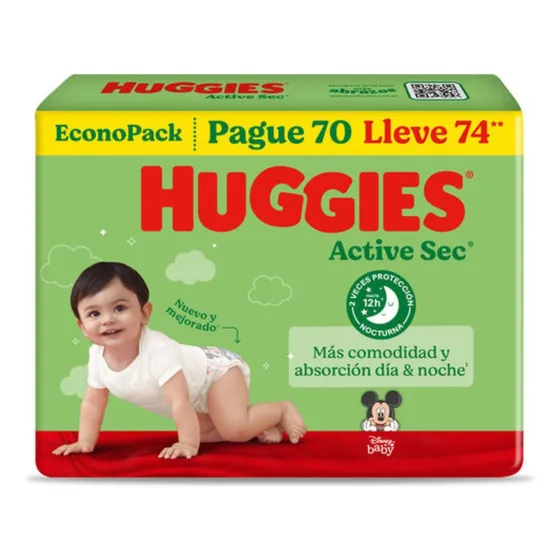 Pañal Huggies Active Sec Bigpack Talla G 74 Unid Género Sin género Tamaño Grande (G)