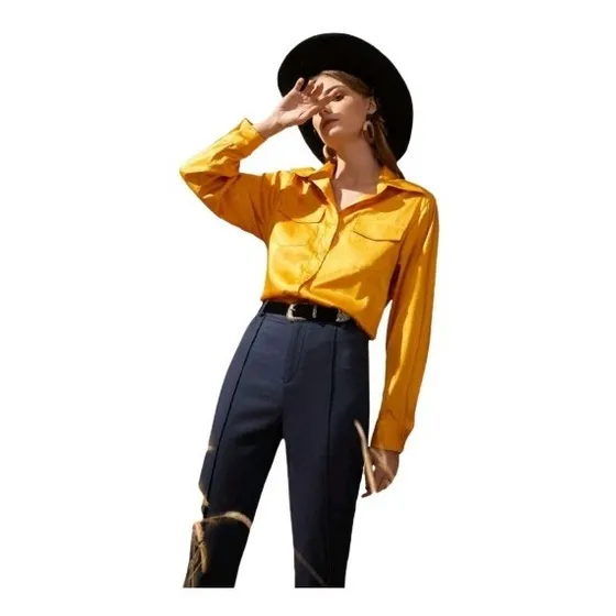 Camisa De Vestir Amarilla Mostaza