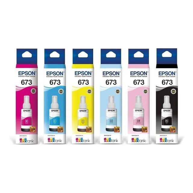 Pack 6 Tintas Epson T673 Ecotank,calidad Foto L800+obsequio!