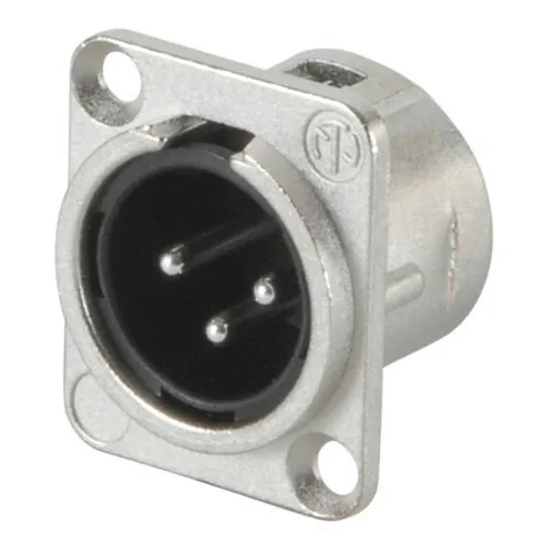 Conector de panel XLR macho plateado de 3 pines Neutrik NC3md-L-1