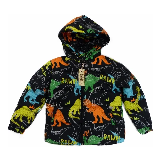 Chaqueta Niño Dino Acolchado, Perfecto Para La Lluvia