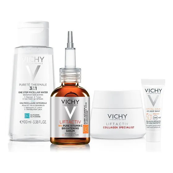 Set Agua Micelar, Sérum, Crema y Protector solar - Protocolo Luminosidad Vichy