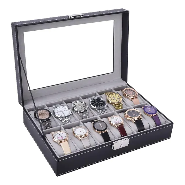 Caja Organizadora De Reloj Vitrina Con Tapa Joyas Estuche 
