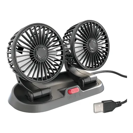 Mini Ventilador Usb Doble Sobremesa 5 Aspas Portatil Auto Color Negro