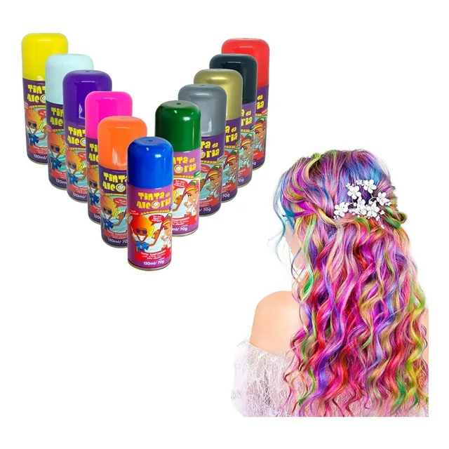 Tinta Temporária P/ Cabelo Barba Em Spray 120ml Sai Com Água