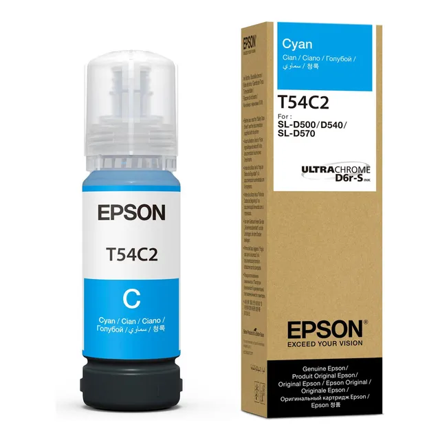 Botella De Tinta Cian Epson T54c 70ml Para Epson D750
