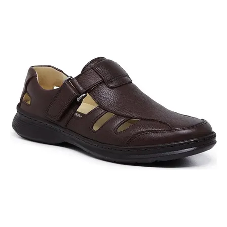 Sandália Masculina De Couro Legítimo Comfort Shoes