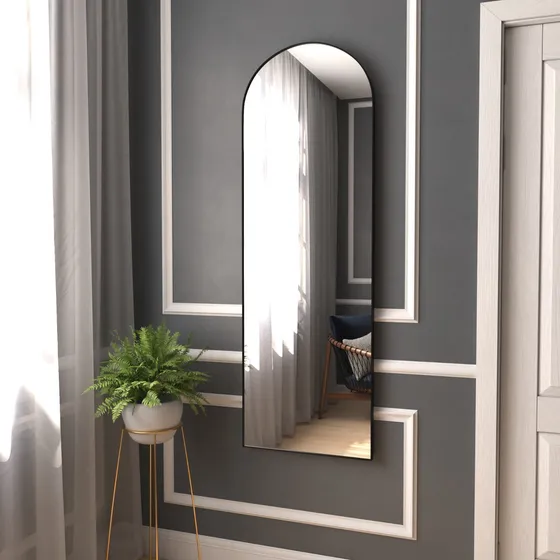 Espelho Oval Base Reta Arco 150 X 50 Corpo Inteiro C/moldura