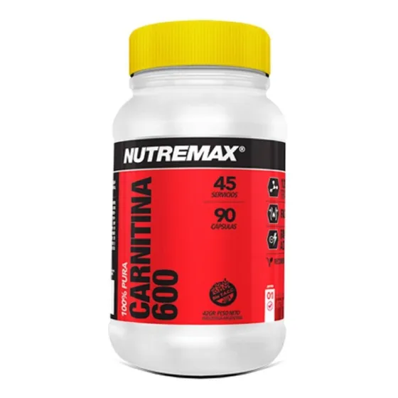 Carnitina 600 90 Caps Nutremax Quemador Grasas Sabor Sin sabor