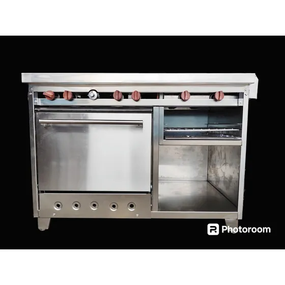 Cocina Industrial 4 Hornillas Plancha, Horno Y Gratinador.